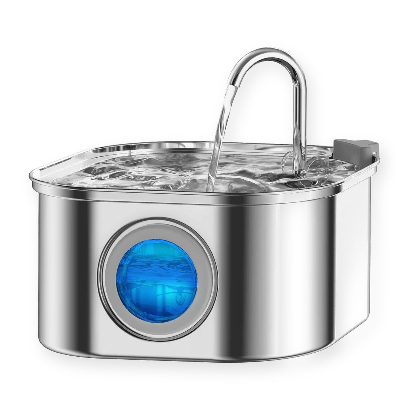 Fontaine à eau en acier inoxydable de 3,2 L seule sur fond blanc