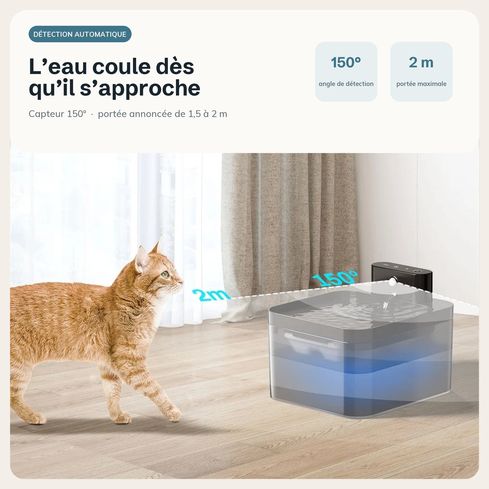 L’eau coule quand il s’approche