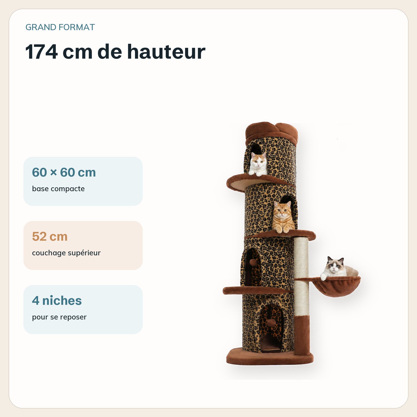 174 cm et quatre niches
