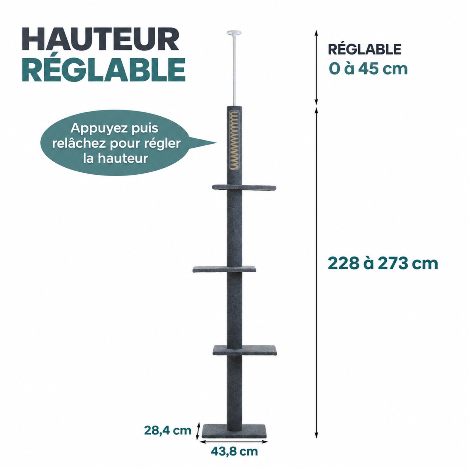 De 228 à 273 cm sous plafond