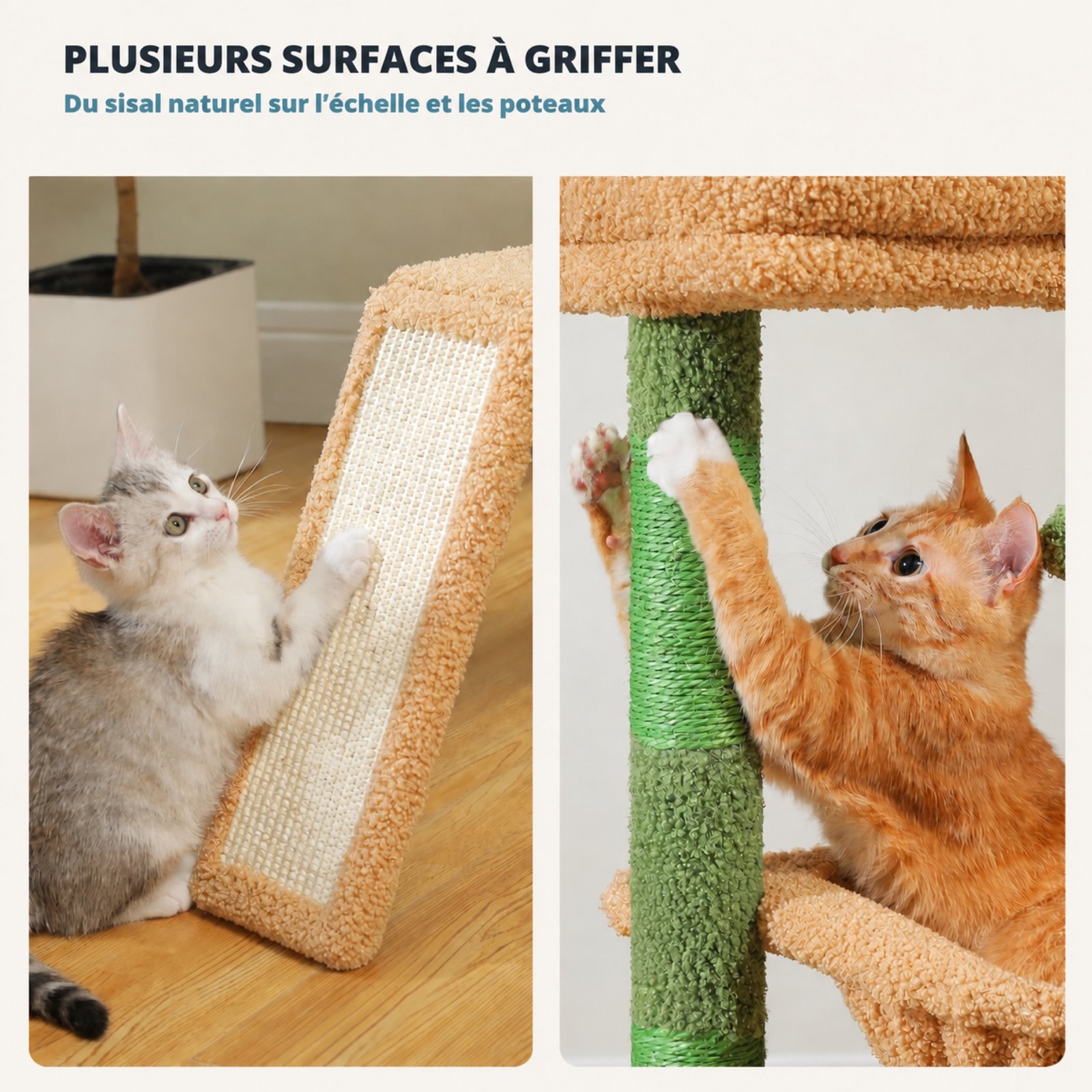 Du sisal sur l’échelle et les poteaux