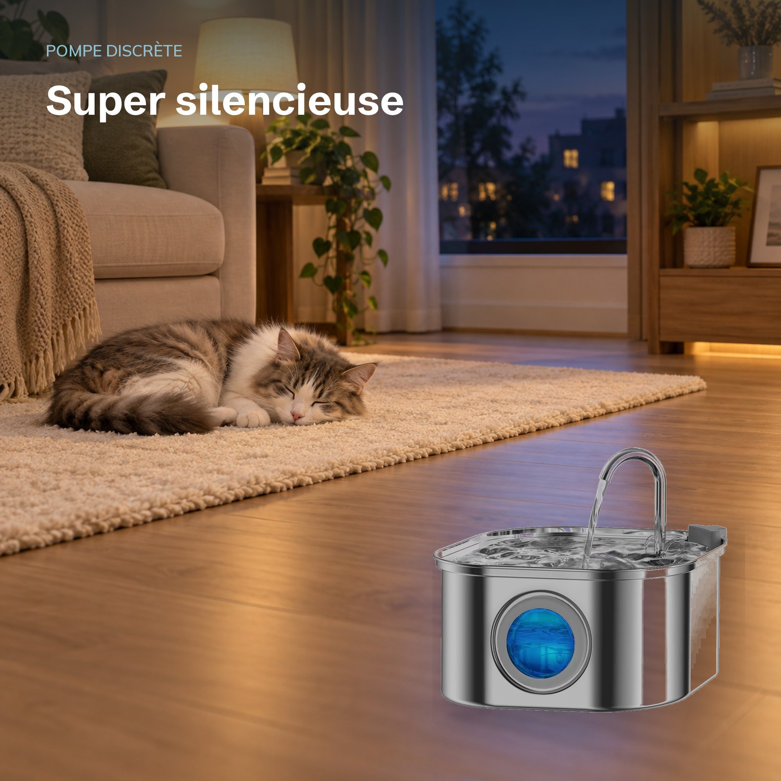 Fontaine à Eau en Acier Inoxydable avec Capteur – 3,2 L + 8 Filtres