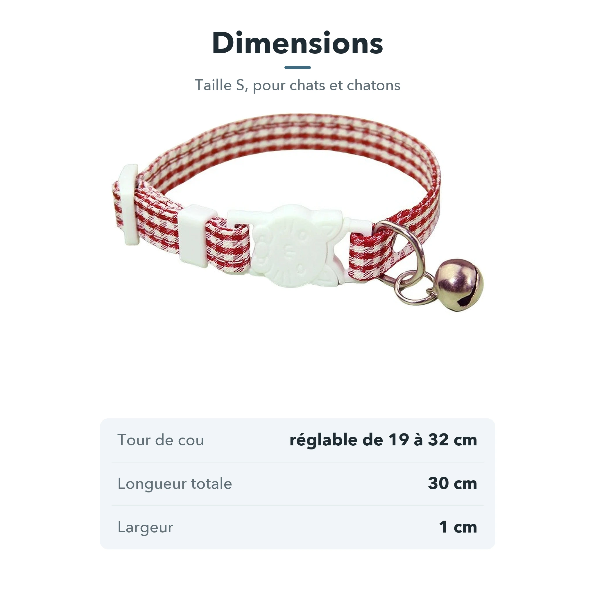 Collier pour Chat à Carreaux avec Boucle de Sécurité et Clochette