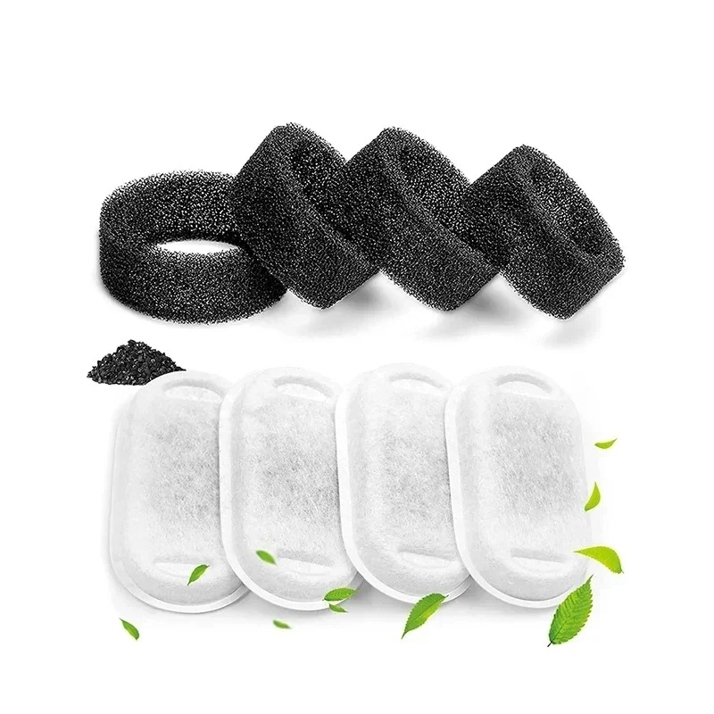 Quatre filtres à charbon et quatre éponges pour la fontaine inox 3,2 L