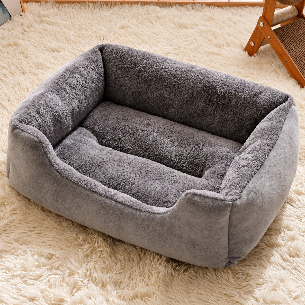 Lit pour Chat en Peluche à Rebords Souples