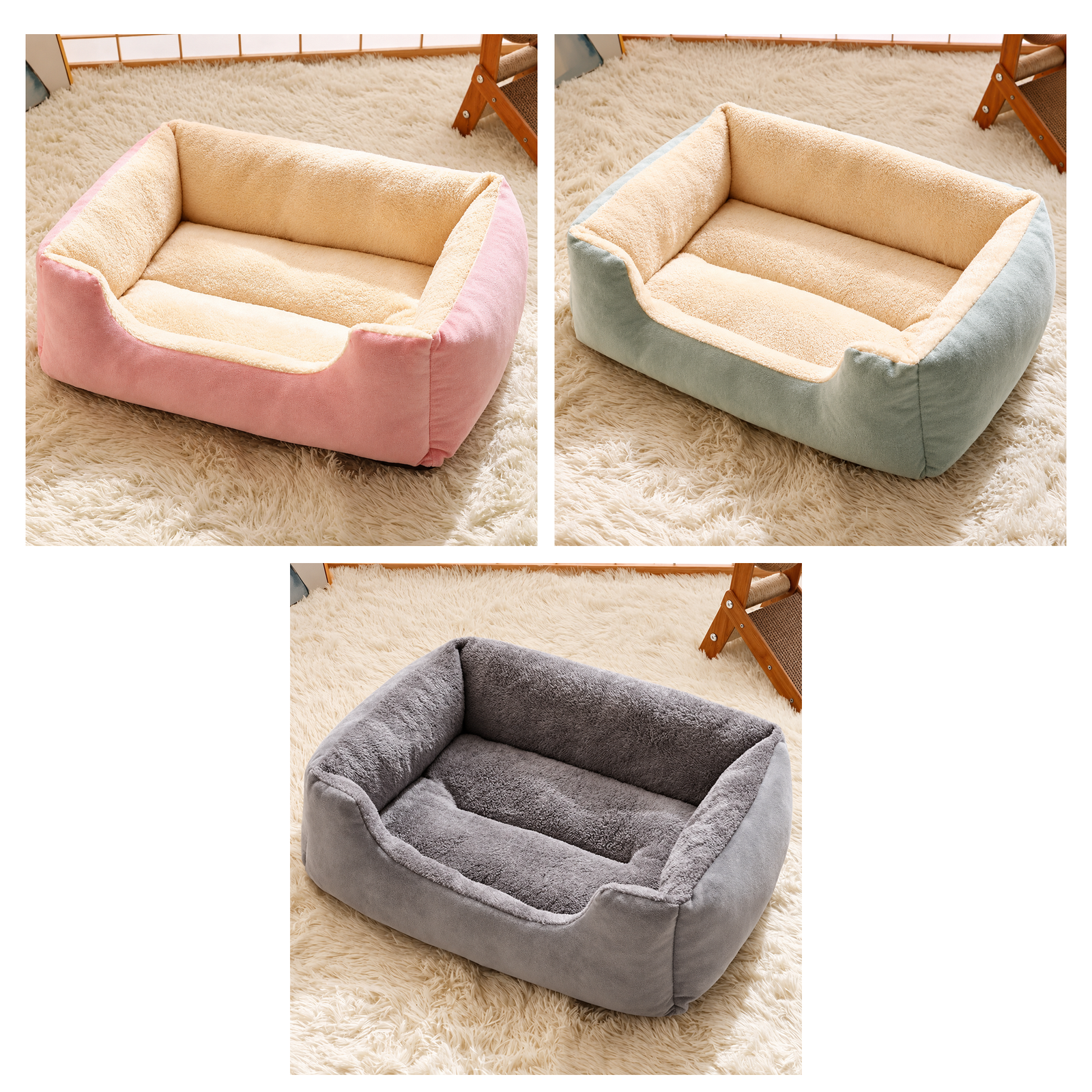 Lit pour Chat en Peluche à Rebords Souples