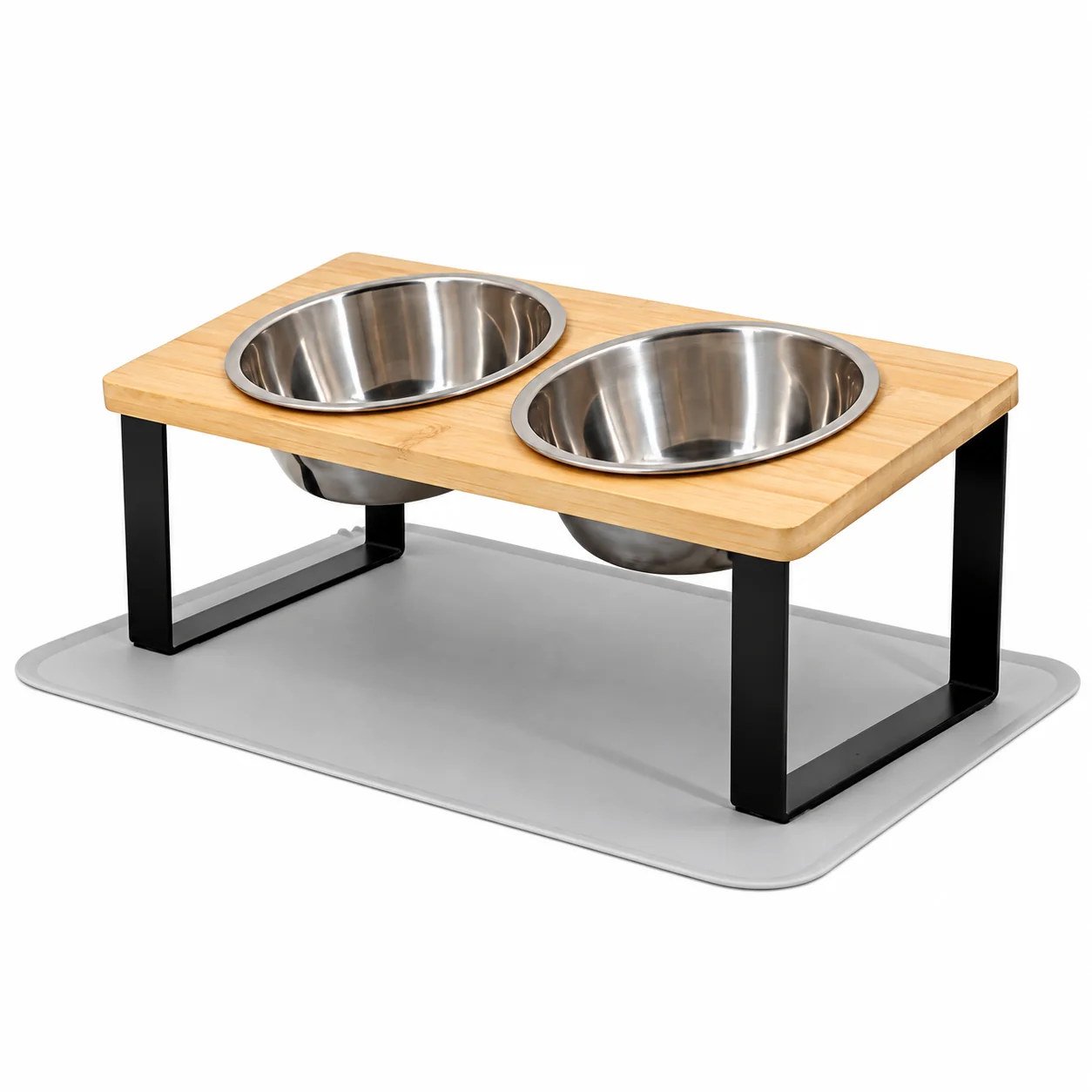Station Repas Bambou Inclinée, 2 Bols et Tapis