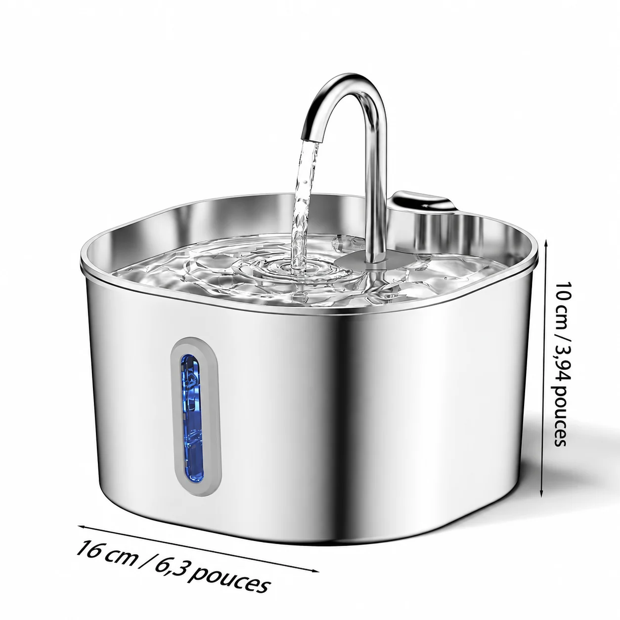 Fontaine à Eau pour Chat en Acier Inoxydable, 2,2 L