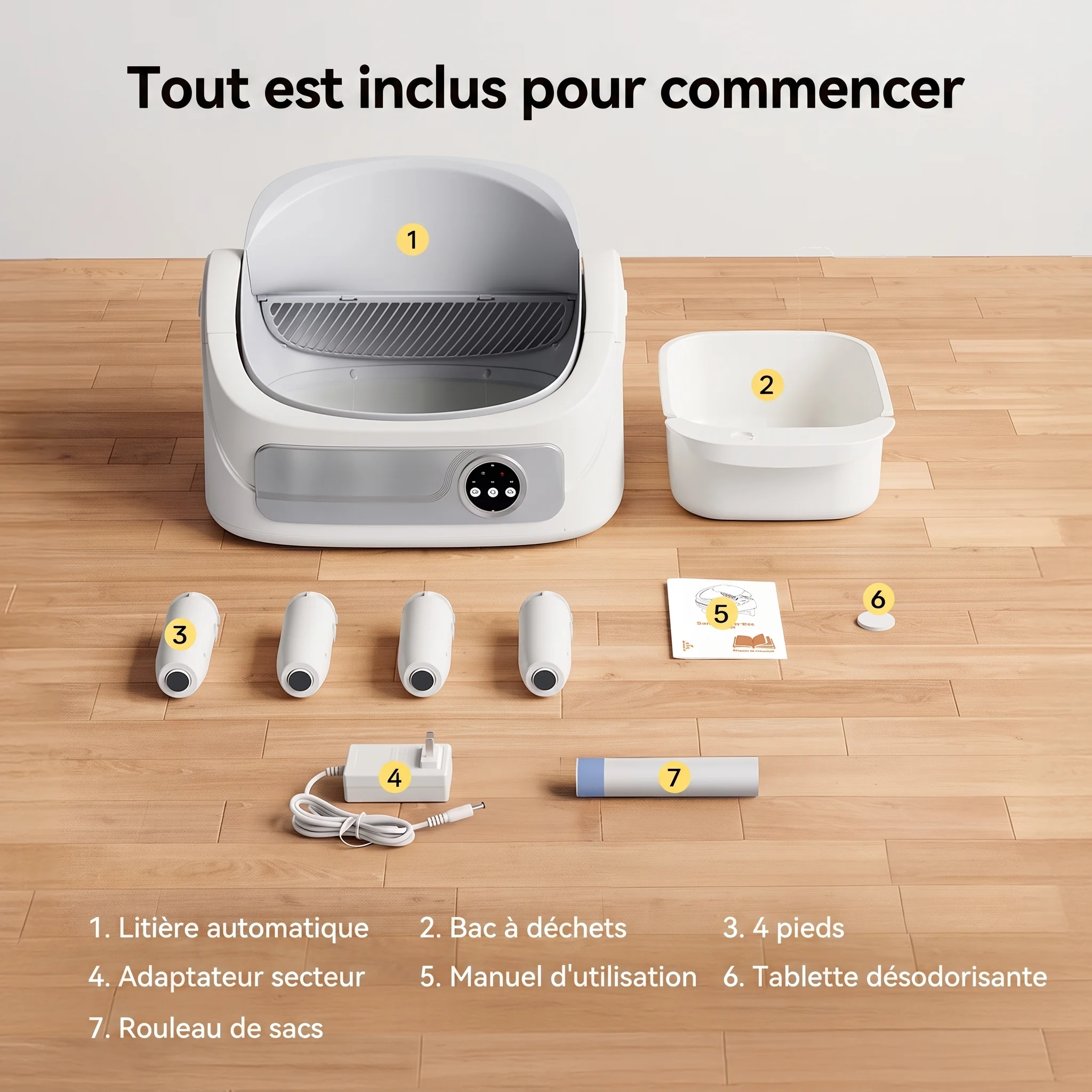 Bac à Litière Autonettoyant Ouvert et Connecté