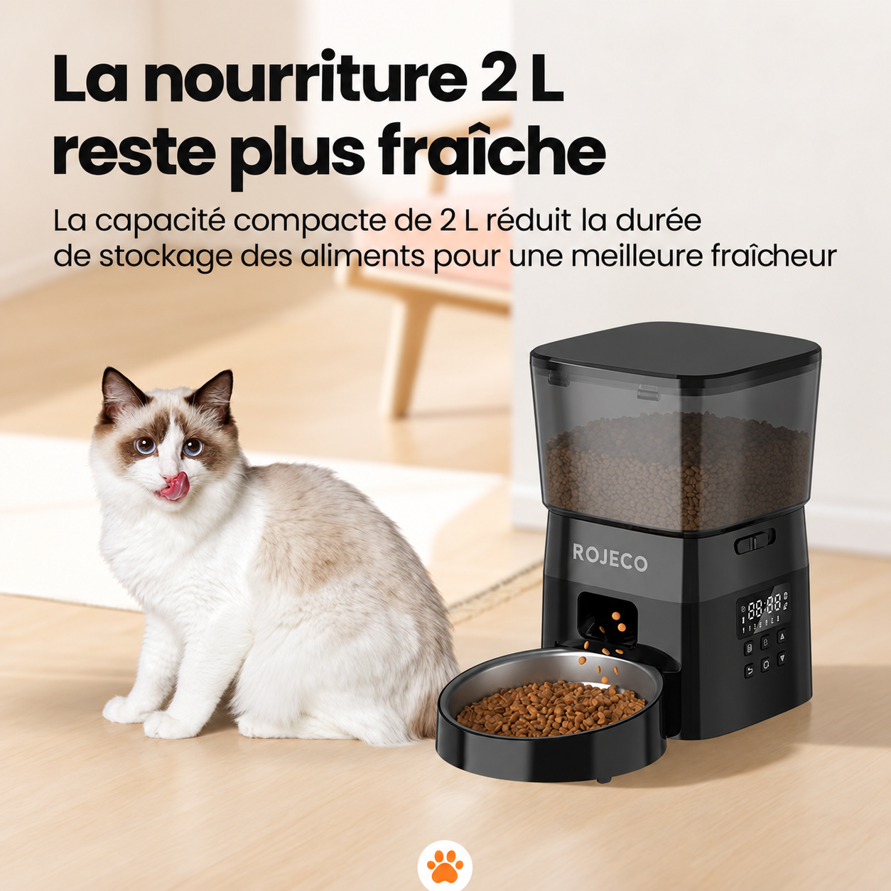 Distributeur de Croquettes 2 L Programmable à Boutons
