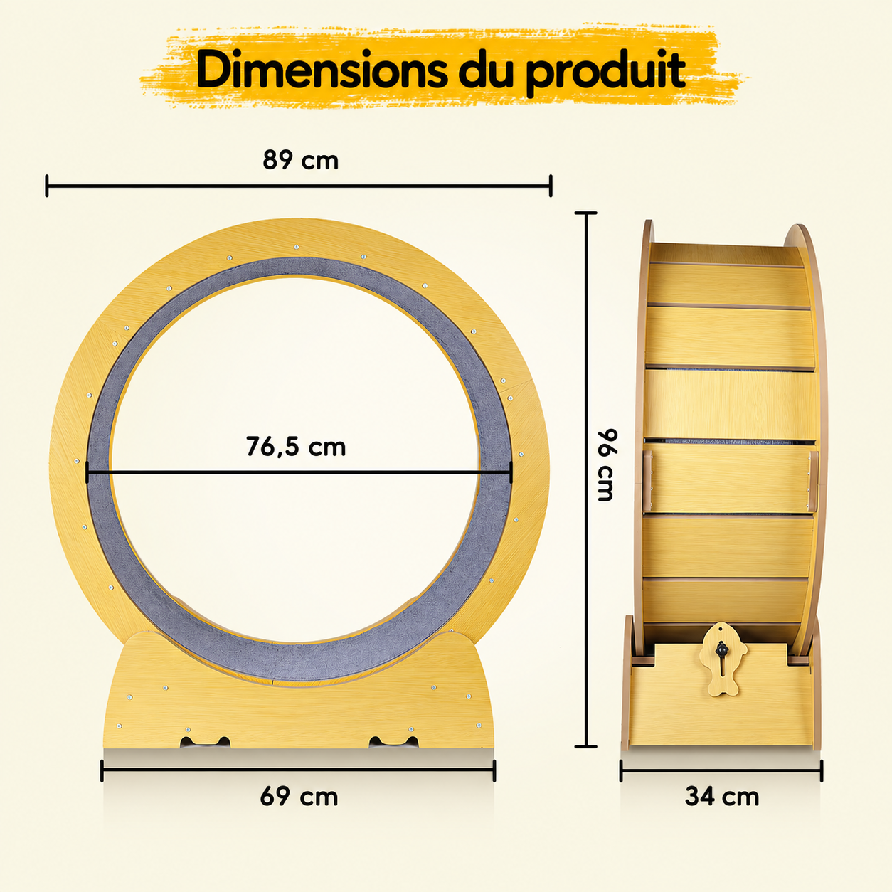 Roue d’Exercice pour Chat avec Tapis et Verrou