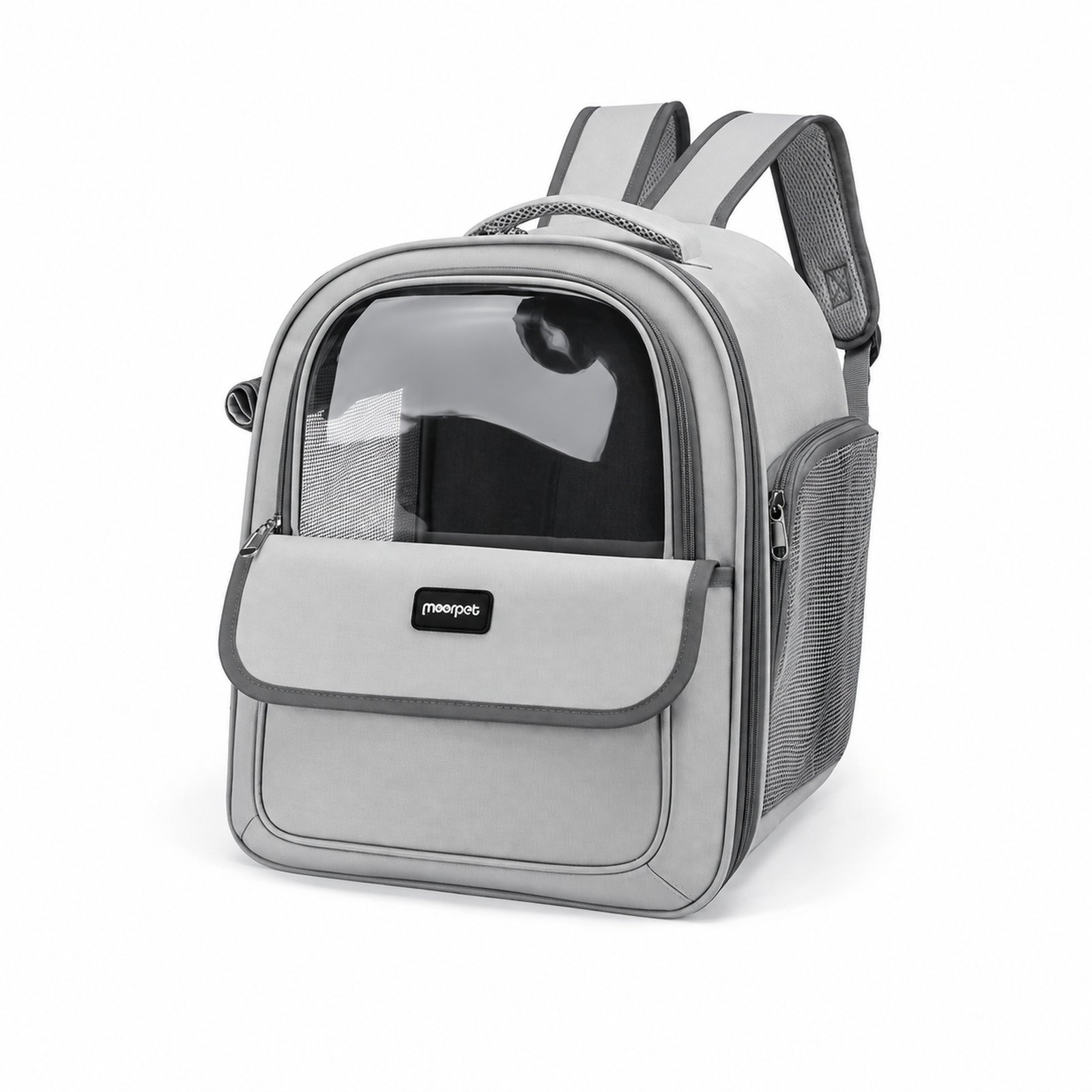 Sac à dos de transport gris pour chat et petit chien