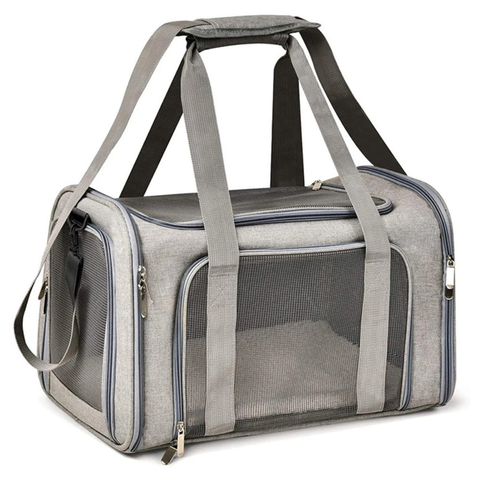 Sac de transport pliable gris pour chat et petit chien